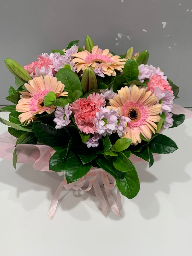 Box Arrangement of Pink Flowers