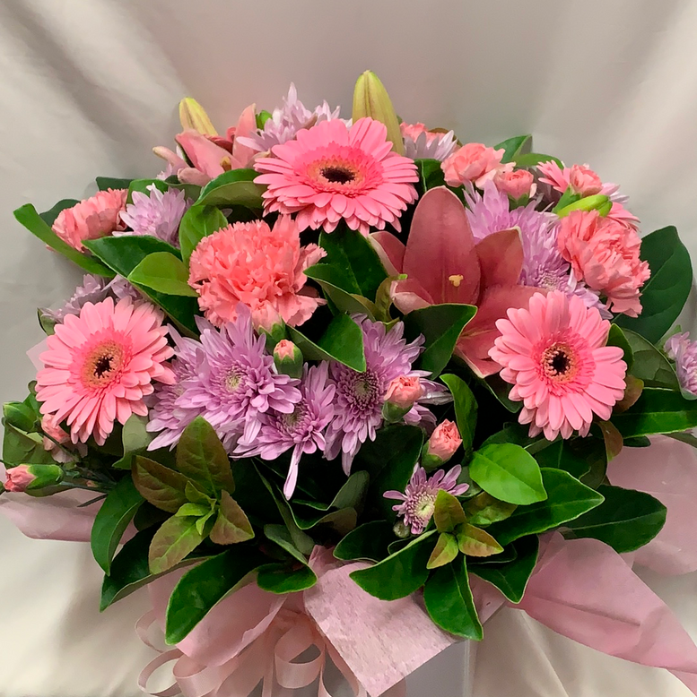Box Arrangement of Pink Flowers