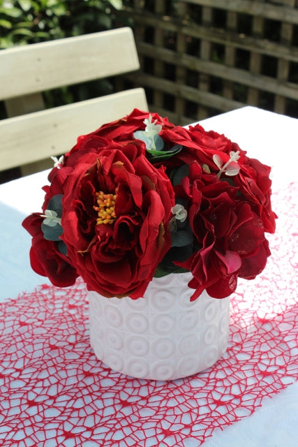 White Pot Christmas Silk Arrangement